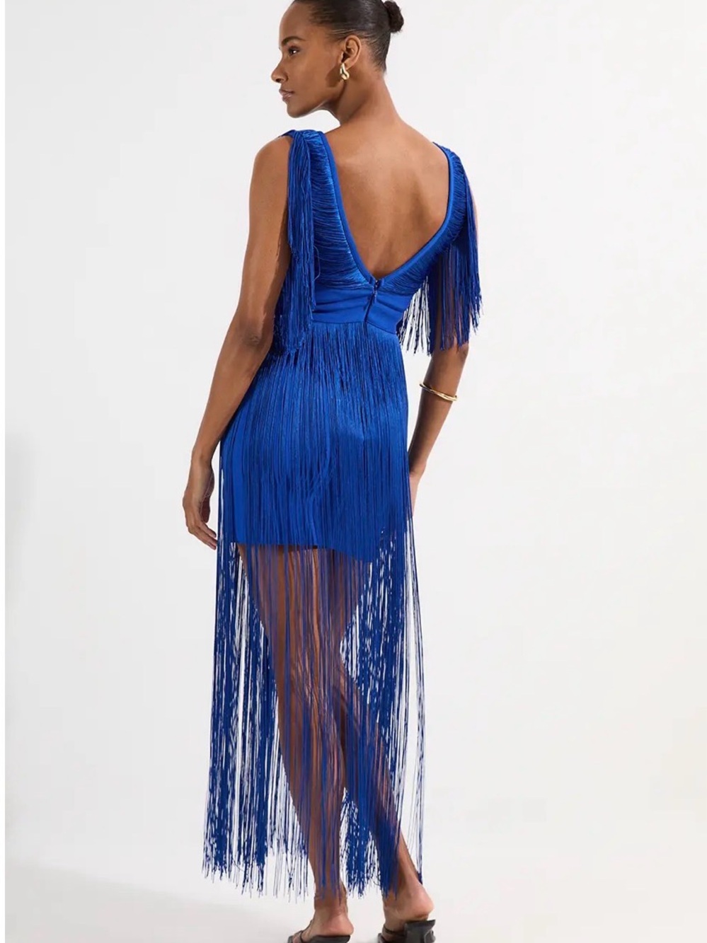 Karen Millen Electric Blue High-Low Fringe Dress - Picture 2 of 7